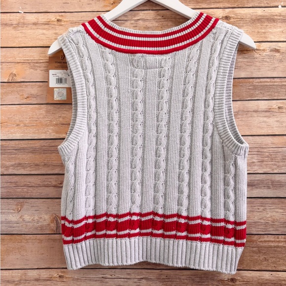 USCAPE Sweater Vest Women’s Size XL Gray Red Belmont University Cable Knit NWT - Picture 2 of 7